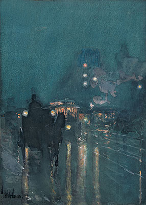 Nocturne, Railway Crossing, Chicago, 1893 | Hassam | Giclée Paper Art Print