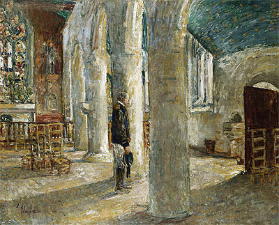 Church Interior, Brittany, 1897 | Hassam | Giclée Canvas Print