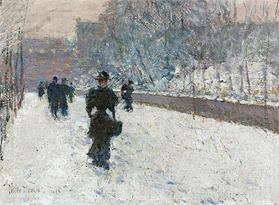 Promenade - Winter New York, 1895 | Hassam | Giclée Leinwand Kunstdruck