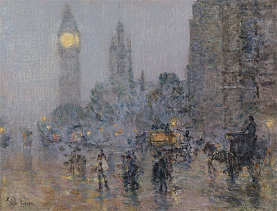 Nocturne - Big Ben, 1898 | Hassam | Giclée Canvas Print