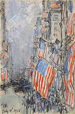 Flag Day, Fifth Avenue, July 4th 1916, 1916 | Hassam | Giclée Papier-Kunstdruck