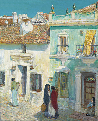 Plaza de la Merced, Ronda, 1910 | Hassam | Giclée Leinwand Kunstdruck