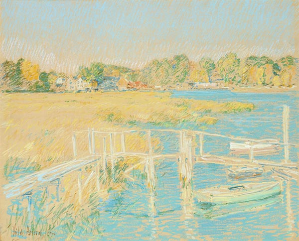 Den Fluss hinauf, später Nachmittag, Oktober, 1906 | Hassam | Giclée Papier-Kunstdruck