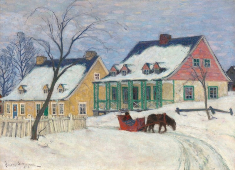Alte Häuser, Baie-Saint-Paul, 1912 | Clarence Gagnon | Giclée Leinwand-Kunstdruck