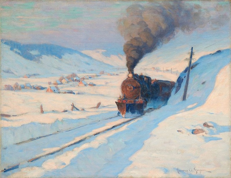 The Train in the Winter, 1913 | Clarence Gagnon | Giclée Canvas Print