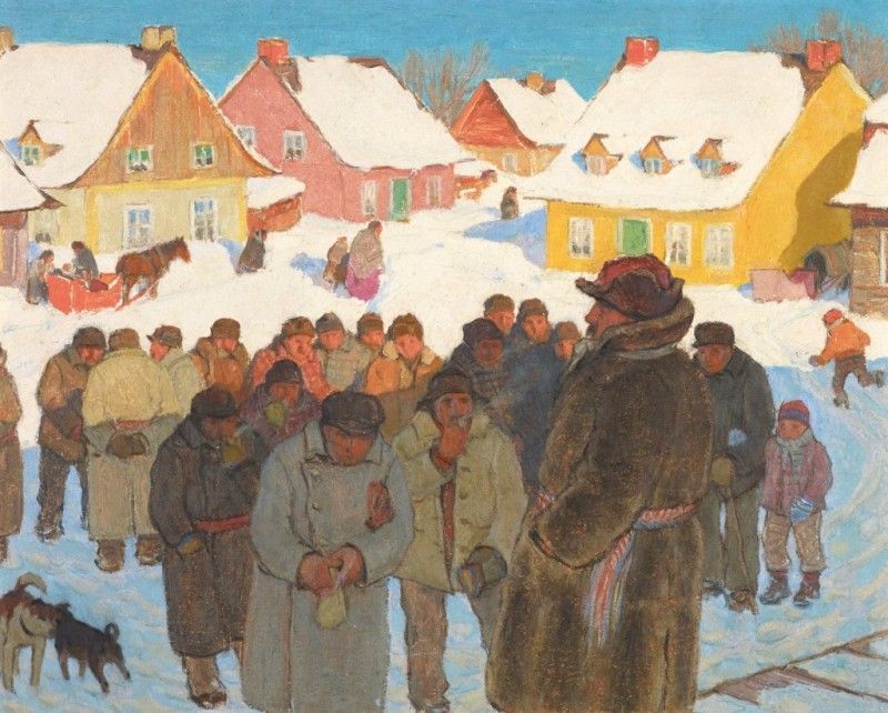 Napoleon Laliberte Reports Village News, c.1928/33 | Clarence Gagnon | Giclée Canvas Print
