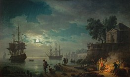 Night: A Port in the Moonlight, 1771 by Claude-Joseph Vernet | Canvas Print