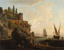 Claude-Joseph Vernet | Imaginary Landscape, Italian Harbor Scene, 1746 | Giclée Canvas Print