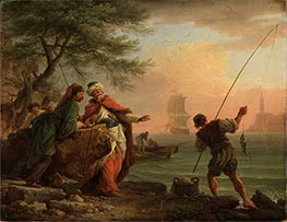 Vornehme Türken beim Fischfang zuschauend, 1755 von Claude-Joseph Vernet | Leinwand Kunstdruck