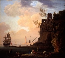 An Italianate Harbour Scene, 1749 by Claude-Joseph Vernet | Canvas Print