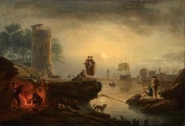 Seaport, Sunset, 1767 by Claude-Joseph Vernet | Canvas Print