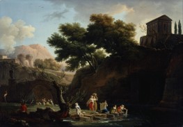 Landscape with Laundresses, c. 1749 by Claude-Joseph Vernet | Canvas Print