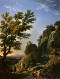 Landscape with Waterfall and Figures, 1768 by Claude-Joseph Vernet | Canvas Print