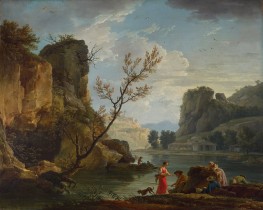 A River with Fishermen, 1751 by Claude-Joseph Vernet | Canvas Print