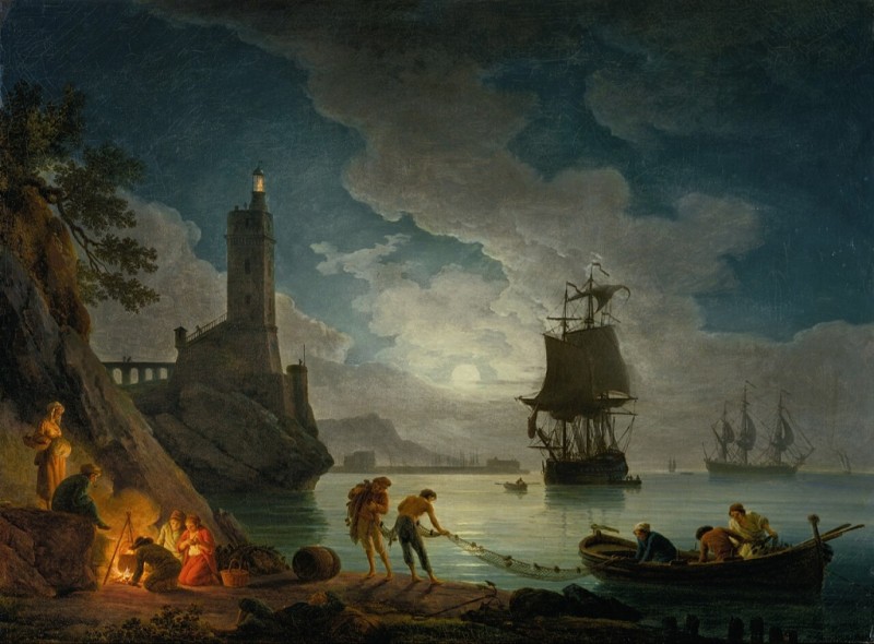 A Harbor in Moonlight, 1787 | Claude-Joseph Vernet | Giclée Canvas Print