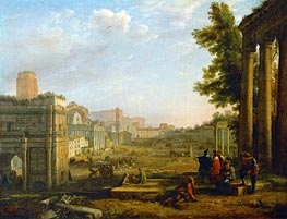 View of the Campo Vacino, 1636 by Claude Lorrain | Canvas Print
