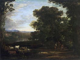 Landscape with Cattle and Peasants, 1629 von Claude Lorrain | Leinwand Kunstdruck