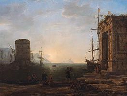 Harbor View at Sunrise, c.1637/38 von Claude Lorrain | Leinwand Kunstdruck
