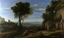 Landscape with David at the Cave of Adullam, 1658 von Claude Lorrain | Leinwand Kunstdruck