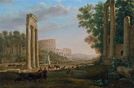 Capriccio mit Ruinen des Forum Romanum, c.1634 von Claude Lorrain | Leinwand Kunstdruck