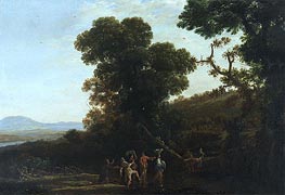 Landscape with Figures Wading Through a Stream | Claude Lorrain | Painting Reproduction