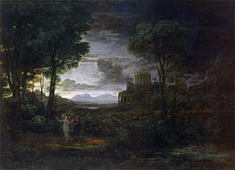 Landscape with Jacob Wrestling with the Angel, 1672 von Claude Lorrain | Leinwand Kunstdruck