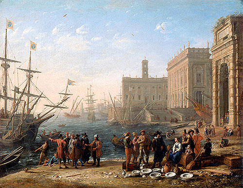 View of a Port with the Capitol, c.1636 | Claude Lorrain | Giclée Leinwand Kunstdruck