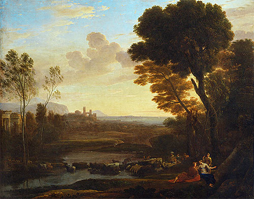 Landscape with Paris and Oenone (The Ford), 1648 | Claude Lorrain | Giclée Leinwand Kunstdruck