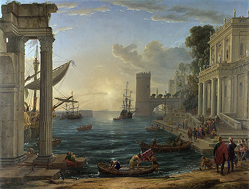 Seaport with the Embarkation of the Queen of Sheba, 1648 | Claude Lorrain | Giclée Leinwand Kunstdruck