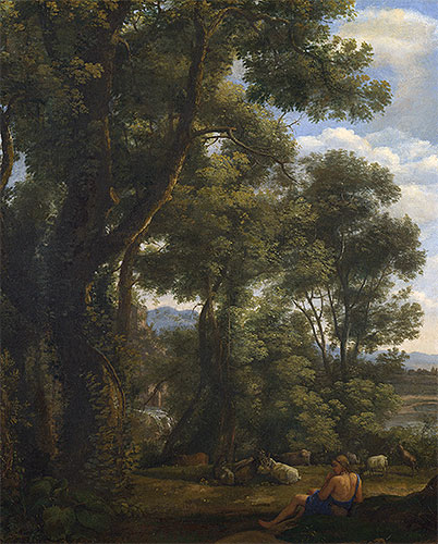 Landscape with a Goatherd and Goats, c.1636/37 | Claude Lorrain | Giclée Leinwand Kunstdruck
