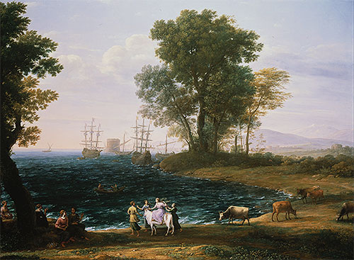 Coast Scene with the Rape of Europa, 1667 | Claude Lorrain | Giclée Leinwand Kunstdruck
