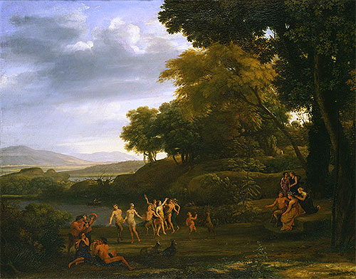 Landscape with Dancing Satyrs and Nymphs, 1646 | Claude Lorrain | Giclée Leinwand Kunstdruck