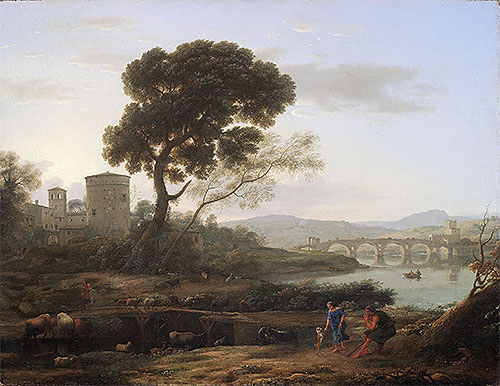 Claude Lorrain | Landscape near Rome with a View of the Ponte Molle, 1645 | Giclée Canvas Print