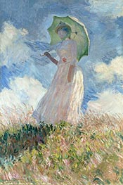 Woman with a Parasol Facing Left | Claude Monet | Painting Reproduction