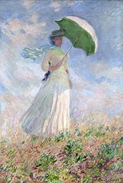Woman with a Parasol Facing Right | Claude Monet | Painting Reproduction