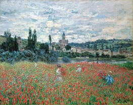 Poppies near Vetheuil | Claude Monet | Painting Reproduction