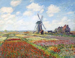 Tulip Fields with the Rijnsburg Windmill | Claude Monet | Painting Reproduction