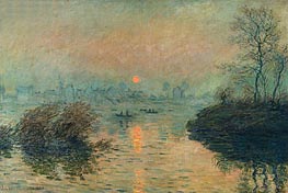 Sun Setting over the Seine at Lavacourt. Winter Effect, 1880 by Claude Monet | Canvas Print