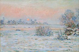 Winter Sun, Lavacourt (Snowy Landscape at Twilight) | Claude Monet | Painting Reproduction
