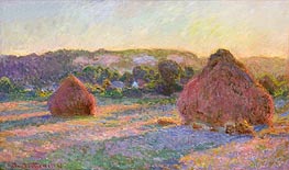 Weizenstapel (Ende Sommer), 1891 von Claude Monet | Leinwand Kunstdruck