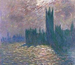 London. Parliament. Reflections on the Thames, 1905 by Claude Monet | Canvas Print