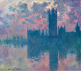 Häuser des Parlaments, Sonnenuntergang | Claude Monet | Gemälde Reproduktion