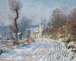 The Road to Giverny, Winter, 1885 von Claude Monet | Leinwand Kunstdruck