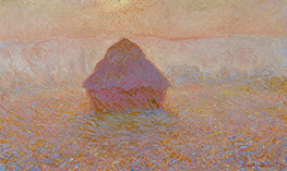 Getreidestapel, Sonne im Nebel, 1891 von Claude Monet | Leinwand Kunstdruck