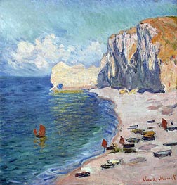 Etretat: The Beach and the Falaise d'Amont, 1885 by Claude Monet | Canvas Print
