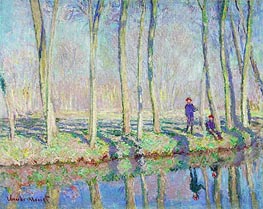 Jean-Pierre Hoschede and Michel Monet on the Banks of the Epte | Claude Monet | Painting Reproduction