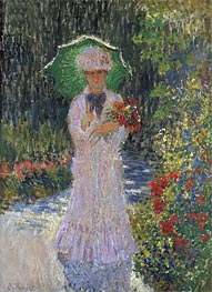 Camille Monet with Green Umbrella | Claude Monet | Painting Reproduction