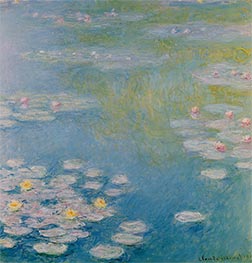 Nympheas in Giverny, 1908 von Claude Monet | Leinwand Kunstdruck
