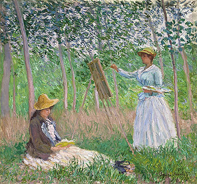 In the Woods at Giverny (Blanche Hoschede at Her Easel with Suzanne Hoschede Reading), 1887 | Claude Monet