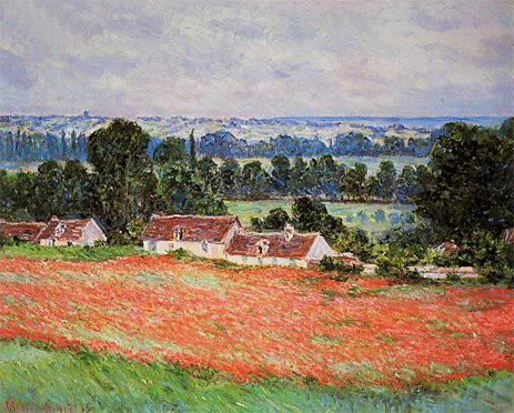 Poppy Field at Giverny, 1885 | Claude Monet | Giclée Canvas Print